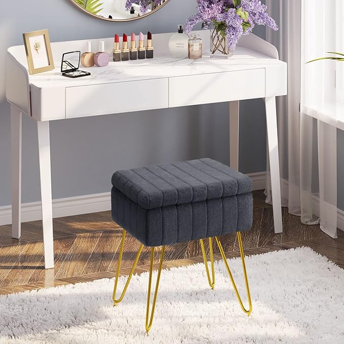 Greenstell Vanity Stool Chair Faux Fur