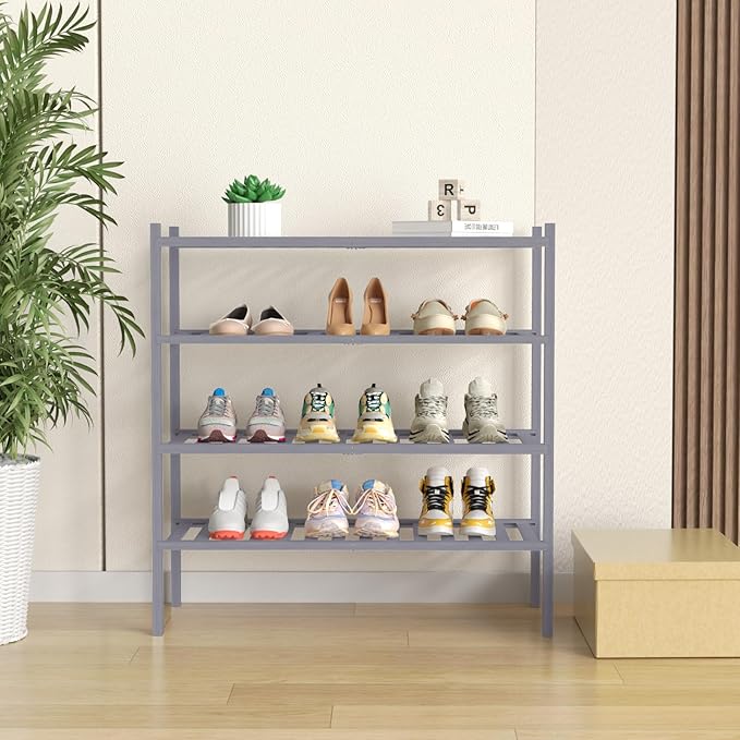 ROMGUAR CRAFT 4 Tier Bamboo Shoe Rack