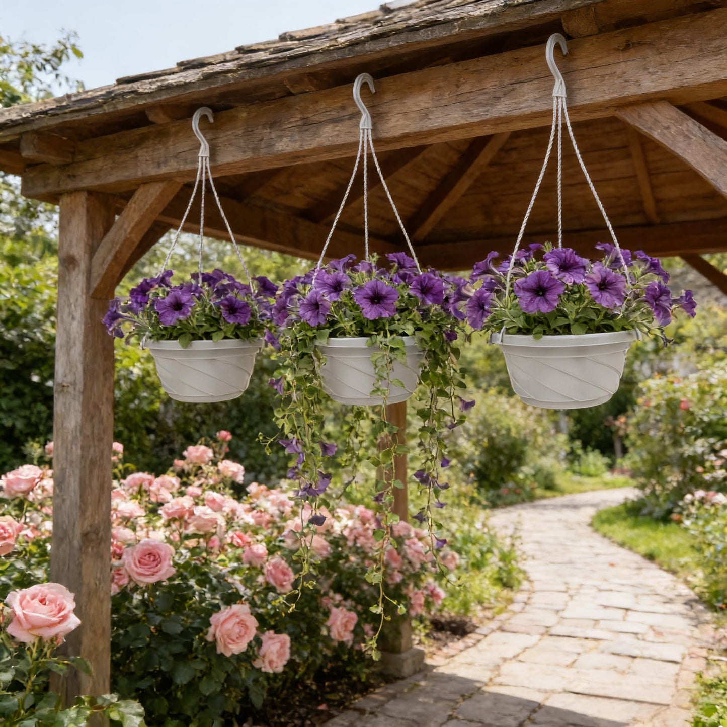 Toddmomy 10Pcs Plastic Hanging Planter with Hooks, Hanging Orchid Pot Flower Pots Baskets Nursery Planter Holder for Plants Outdoor Indoor Garden Balcony