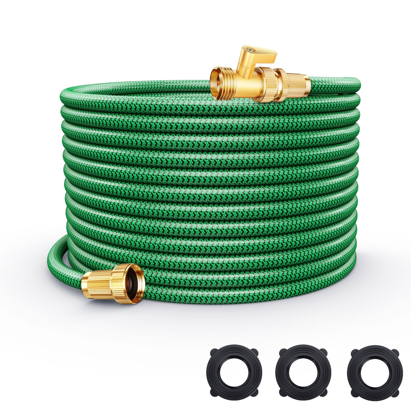 Non-Expanding Garden Hose 100ft, Flexible Weather-resistance Water Hose with 3/4" Solid Leakproof Connector, Knot-free & Anti-cracking & Durable Garden Hoses for Outdoor Watering Cleaning