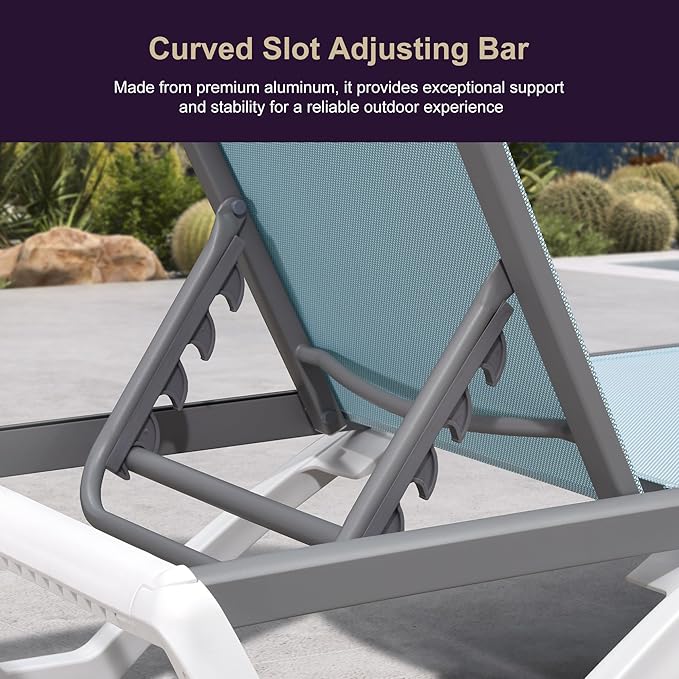 PURPLE LEAF Patio Chaise Lounge Chair Outside Aluminum Plastic Stackable