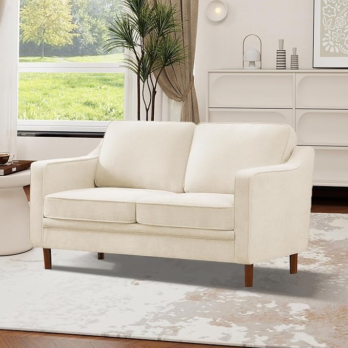 Kingfun 56" Chenille Sofa, Loveseat Couch, Mid Century Modern Love Seat Couches
