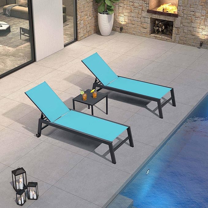 PURPLE LEAF Outdoor Patio Chaise Lounge Set 2 Pieces Pool Lounge Sunbathing
