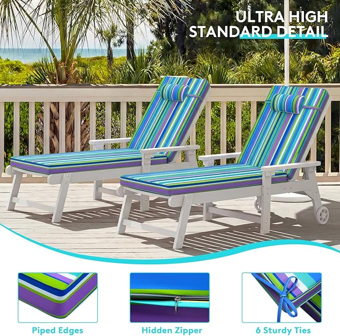 Chaise Lounge Cushion for Outdoor Furniture, Waterproof, Fade-Resistant and