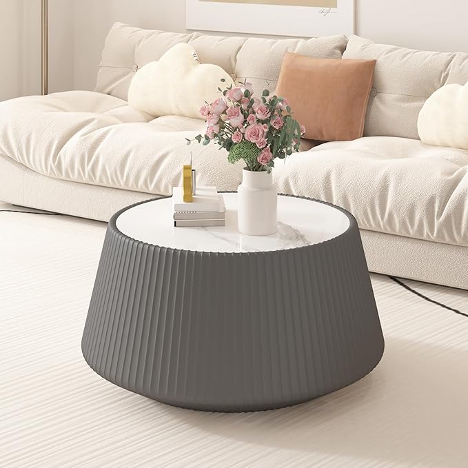 26.77" Marble Coffee Table, Modern Cup Shaped Coffee Table
