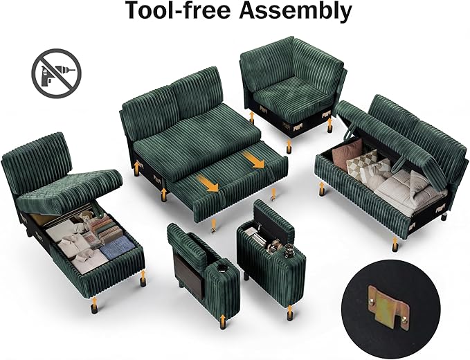 Vipbear 111" Modular Sectional Sleeper Sofa