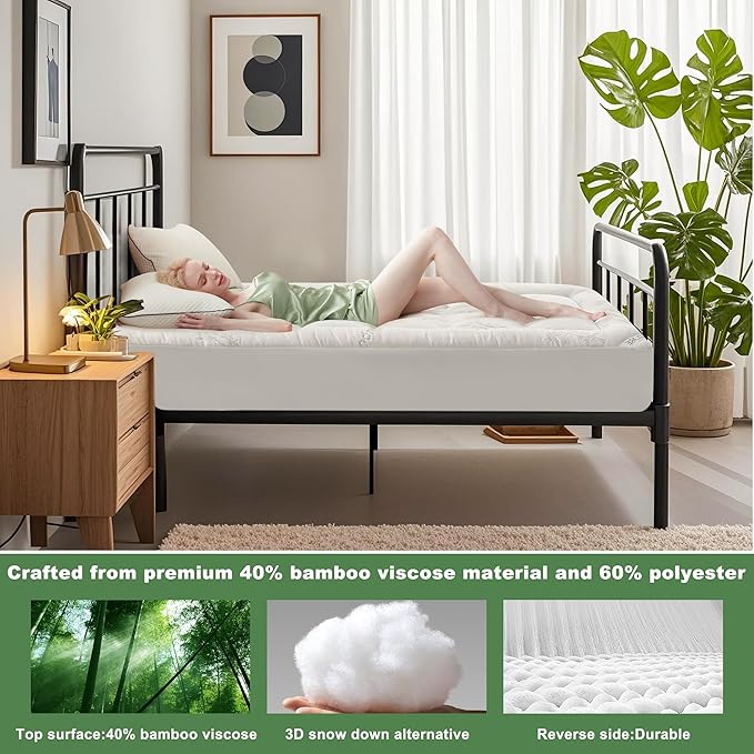 BEDLORE Twin XL Mattress Topper Viscose Derived from Bamboo, Thick Pillow Top