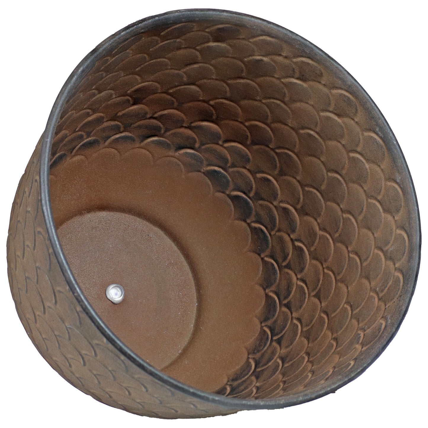 Sunnydaze Dinah 12.5" Metal Outdoor Plant Pot Set with Drainage Holes and Rubber Plugs - Matte Brown - Set of 2