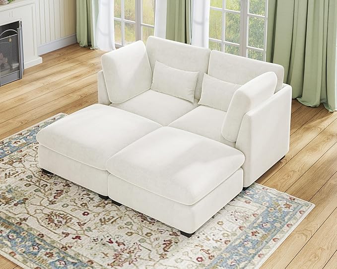 77" Oversized Chenille Couch Modular Sectional Sofa, Washable Cloud Couch