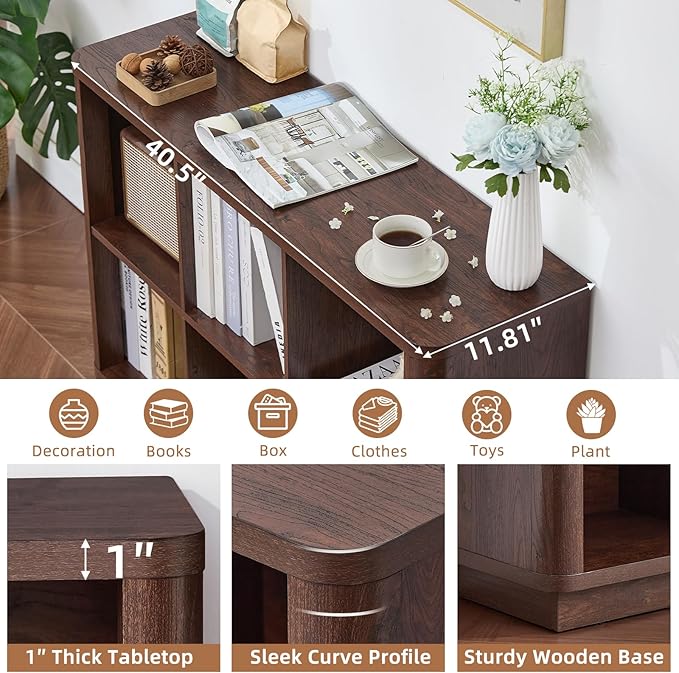 Joaxswe 6 Cube Storage Bookcase, Wood Floor Standing 2-Tier Bookshelf