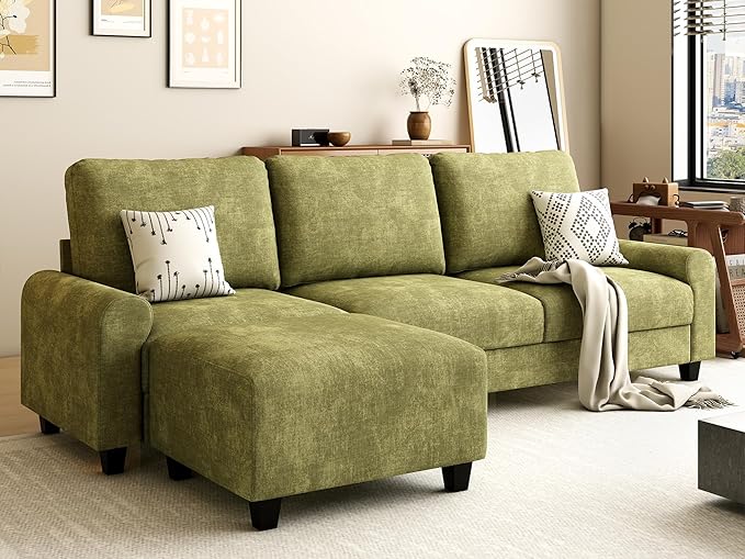 EASE MOOSE 100" Chenille L-Shaped Sectional Sofa, Modern Deep Seat Modular Couch