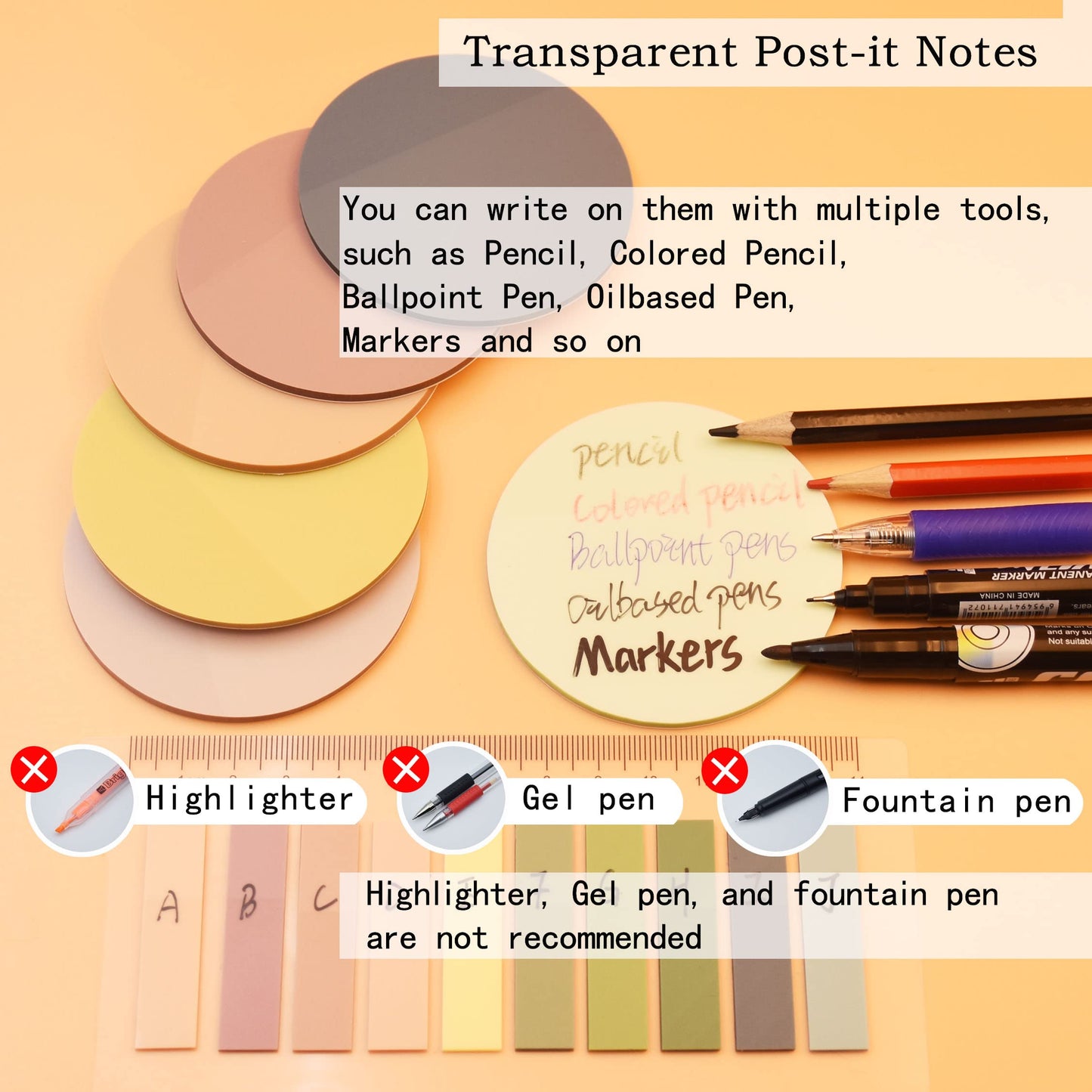 YOUDEFUL 800Pcs Transparent Sticky Notes, 2.76"x2.76" Clear Round Sticky Notes, Waterproof Translucent Sticky Note Pads for Books Annotation, Clear Post it Notes for Bible Study, School, Office