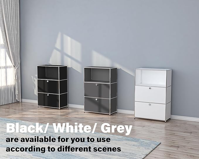 Metal Shelf with 2 Flap Doors, Large Capacity Cabinet, DIY Modern Home