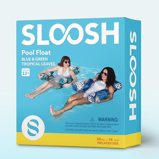 SLOOSH Inflatable Pool Floats Adult, 2 Packs Floating Lounge Chairs, Blow up