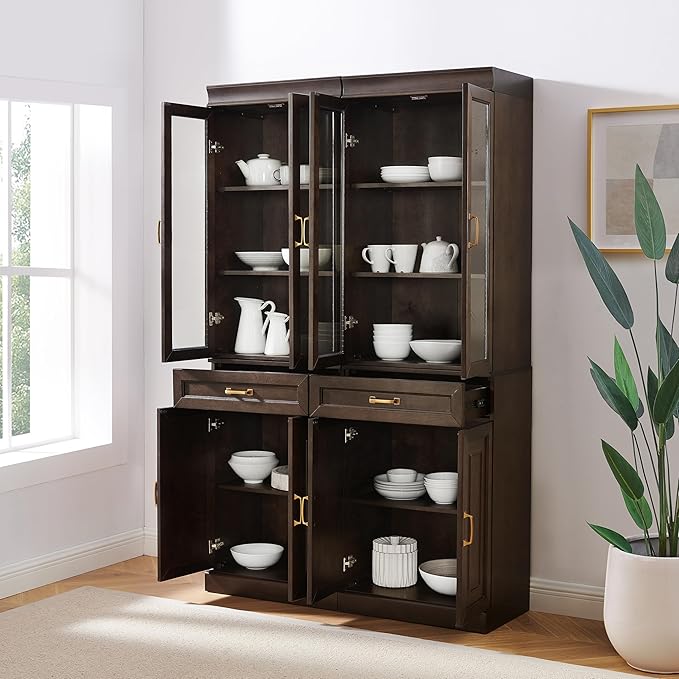 Crosley Furniture Stanton 2-Piece Glass Door Kitchen Storage Pantry Cabinet