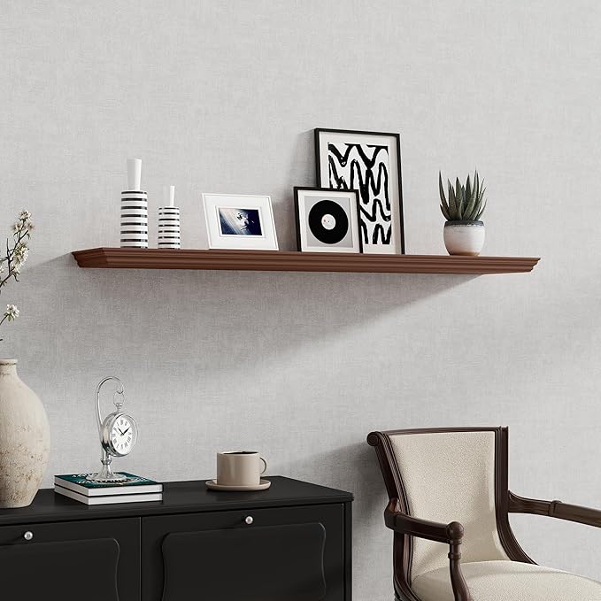 Fun Memories Floating Shelves 48 Inch Long, 9.3 Inch Deep Classic Crown Molding