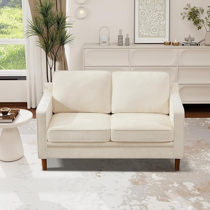 Kingfun 56" Chenille Sofa, Loveseat Couch, Mid Century Modern Love Seat Couches