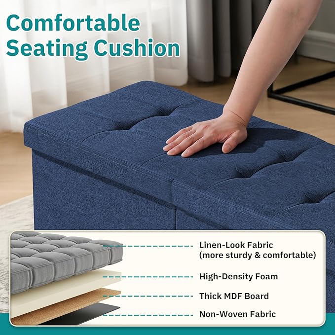 35-INCH Storage Ottoman Bench, Footrest