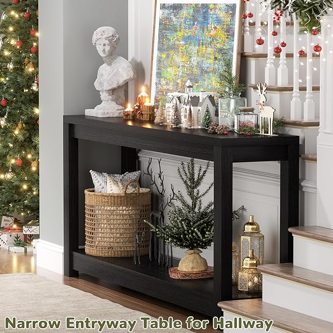 Besiost 47" Farmhouse Wood Entryway Table Narrow Console Table
