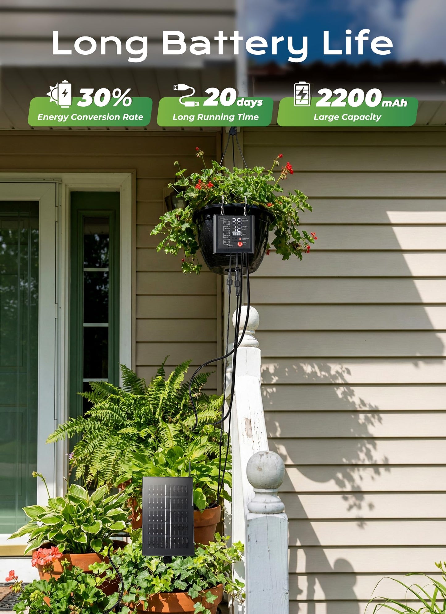 Solar Drip Irrigation System with USB Charging, 49FT Outdoor Indoor Plant Watering Devices for 15 Potted Plants, Automatic Watering System IP44 Waterproof 2200mAh for Garden Farm Greenhouse(Black)