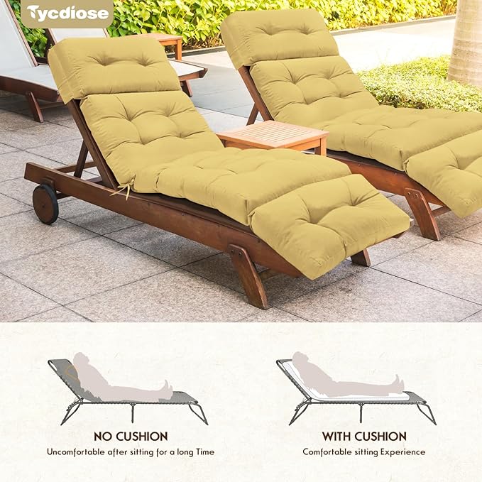 Outdoor Chaise Lounge Chair Cushion 74.4 x 22 x 4.7 Inches Memory Foam Lounge