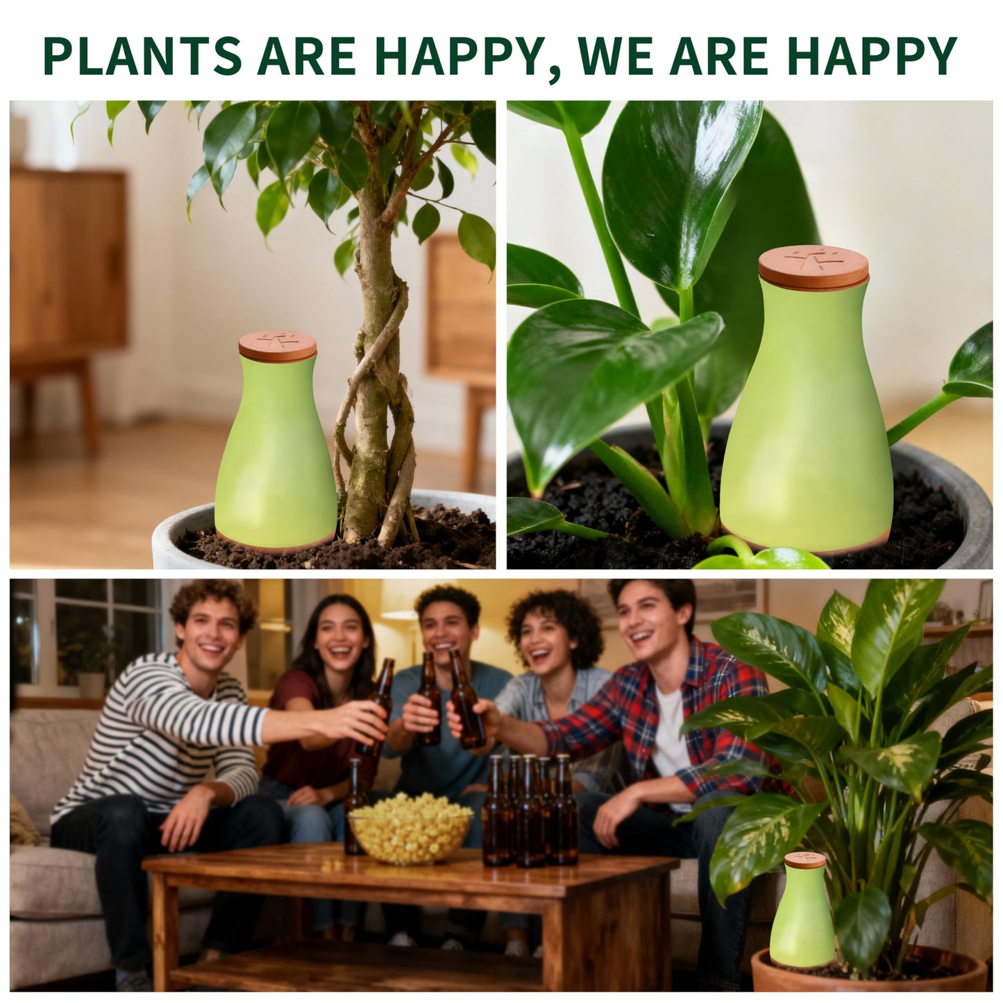 Soilagua 16 oz Drip Irrigation Stakes, Large Plant Watering Globes, Olla Pots Plant Watering Devices, Self Watering Planter Insert, Watering Spikes for Outdoor Indoor Everyday Vacation Use, 4-Pack