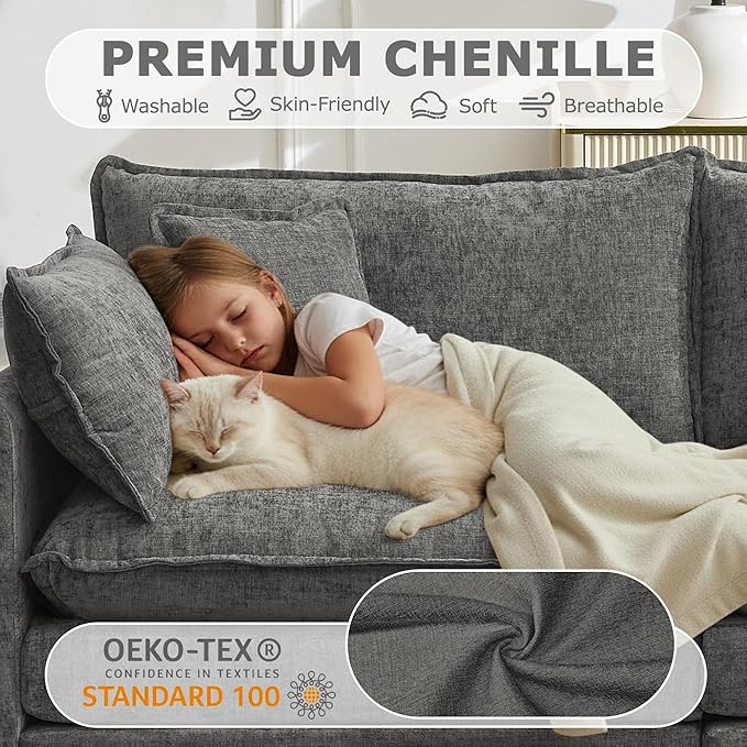113” Modular Sectional Sofa, L Shaped Cloud Couch