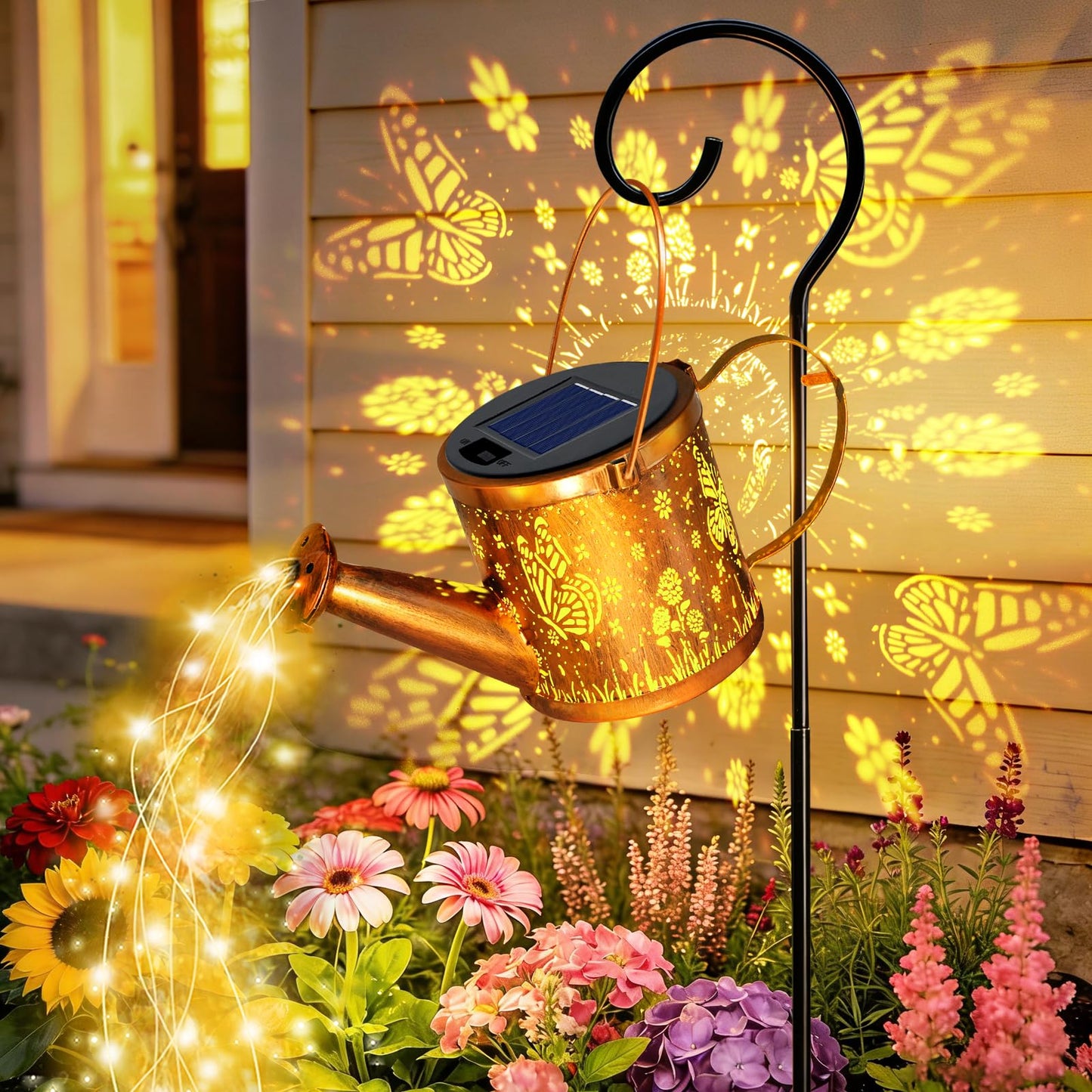 ZNYCYE Solar Watering Can Lights, Butterfly Decorative Hanging Lantern Solar Lights Outdoor Waterproof, Gifts for Mom Women Grandma Mother's Day, Retro Metal Garden Decor for Outside Yard Patio Lawn