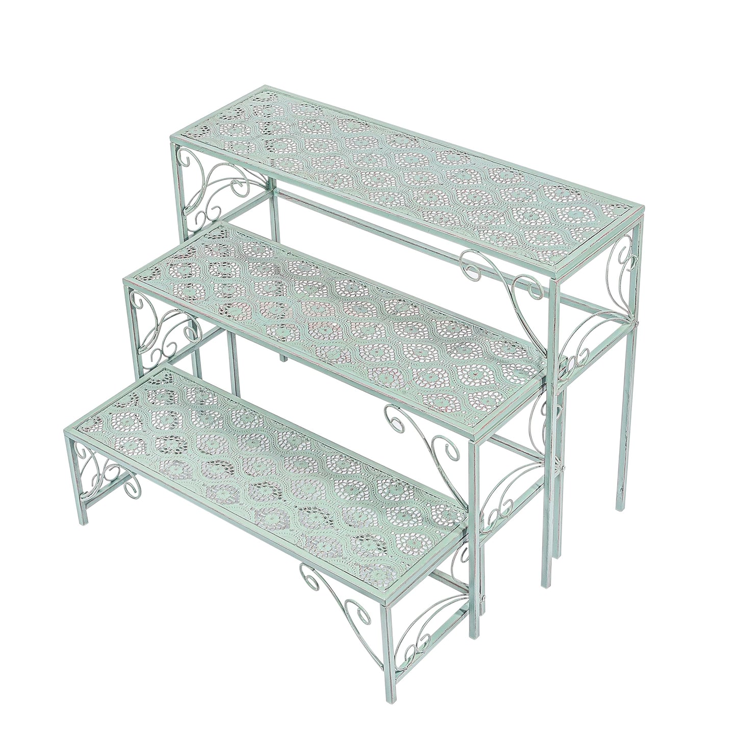 Sungmor Metal Plant Stand - 3 Tier Foldable Ladder Planters Display Shelf - Multiple Plants Flower Pots Vases Storage Organizer - Indoor Outdoor Multi Tiered Plant Rack for Garden Balcony Yard