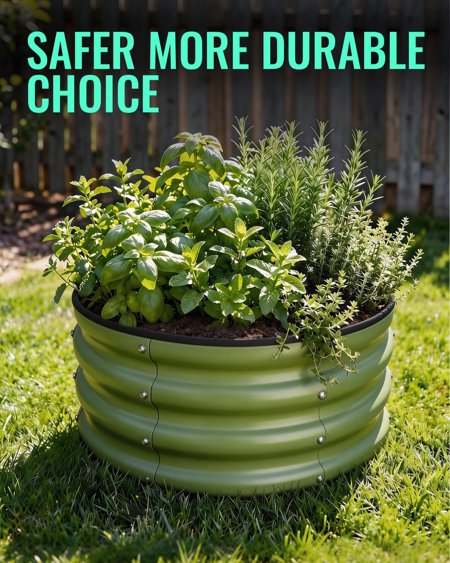 ZXZYHFTY Raised Garden Bed, 0.6 mm Galvanized Steel Round Planter Box with Open Bottom, Green, 2 x 2 x 1 FT, 2 Pack