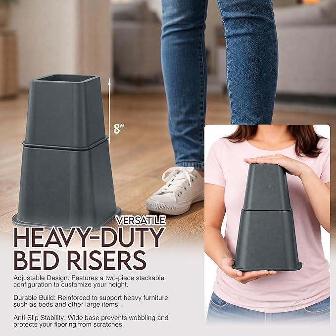 Utopia Bedding Bed Riser, 3 & 5 Inches Adjustable Furniture Risers
