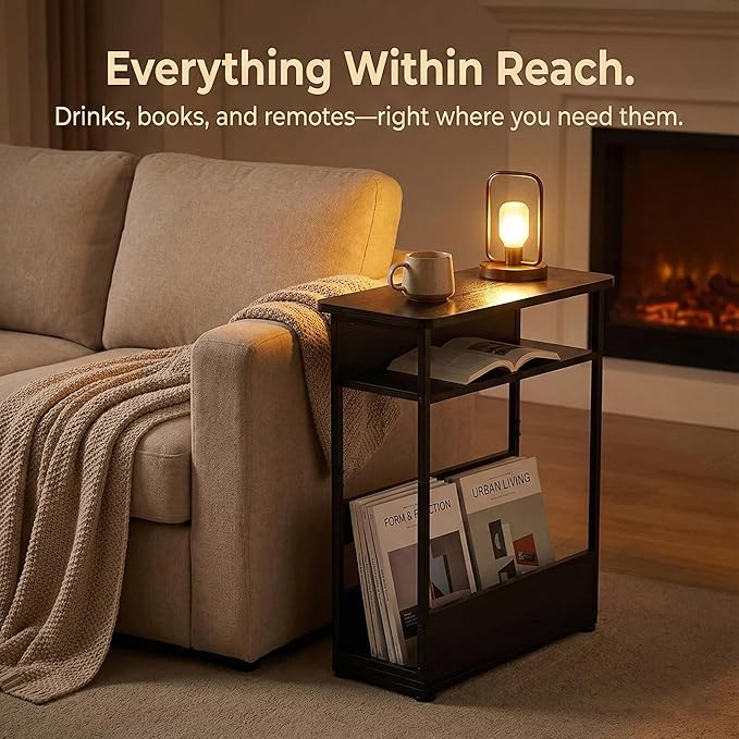 Narrow Side Table, 3-Tier Slim End Table