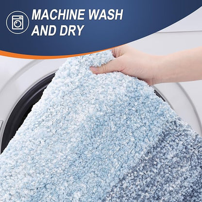 OLANLY Bathroom Rugs Mat 30x18, Extra Soft Absorbent Microfiber Bath Rugs, Rubber Backing, Quick Dry, Machine Washable Bath Mats for Bathroom Floor, Tub and Shower, Home Decor Accessories, Blue
