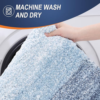 OLANLY Bathroom Rugs Mat 34x21, Extra Soft Absorbent Microfiber Bath Rugs, Rubber Backing, Quick Dry, Machine Washable Bath Mats for Bathroom Floor, Tub and Shower, Home Decor Accessories, Blue