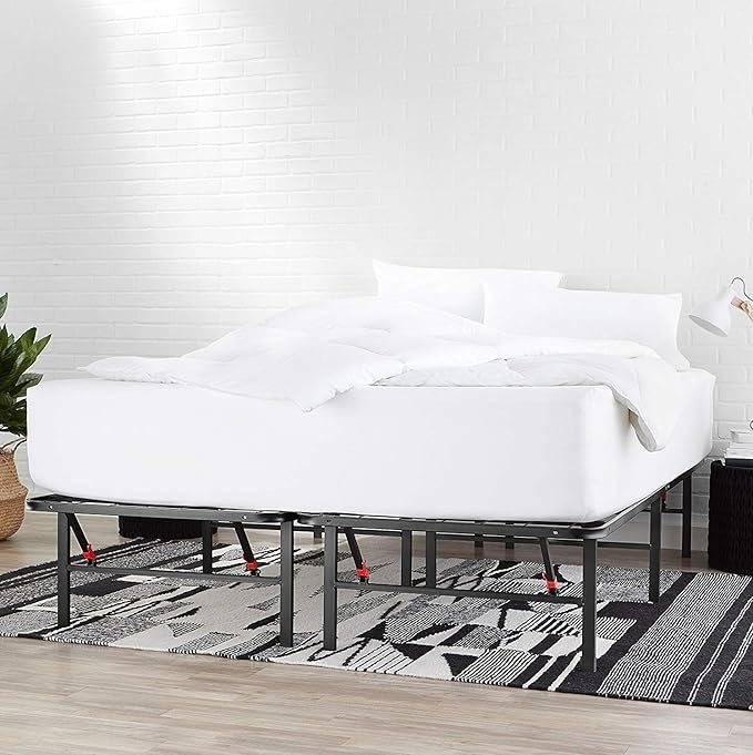 Amazon Basics Bed Frame with Ample Underbed Storage, Foldable Metal Platform