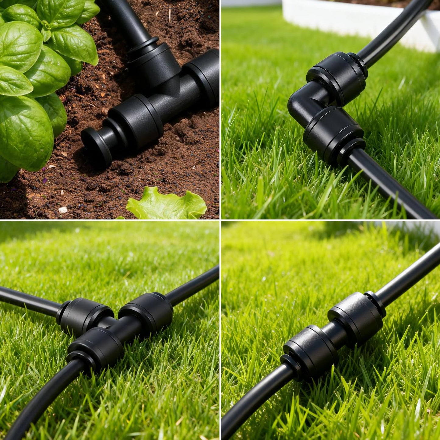 Copadri Quick Connect 1/4" Drip Irrigation Fittings Kit: 40 Pieces Drip Line Connection Push to Fit Parts for 1/4-Inch Tubing Dripline Hose Connectors for Garden Lawn Sprinkler System