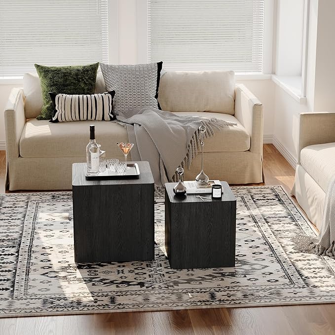 Nesting Coffee Table Set of 2, Modern Coffee Table and End Table Sets, Small