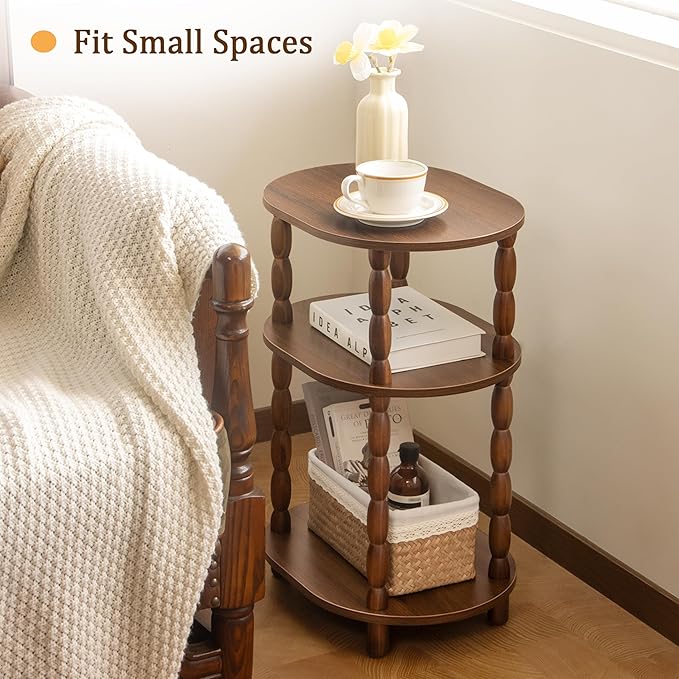 MaxSmeo Small Side Table, 3-Tier Small End Table, Modern Oval Night Stand