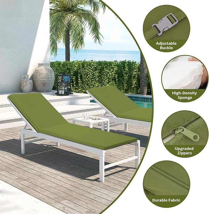Outdoor Chaise Lounge Cushions for Patio, Waterproof Replacement Seat Cushions