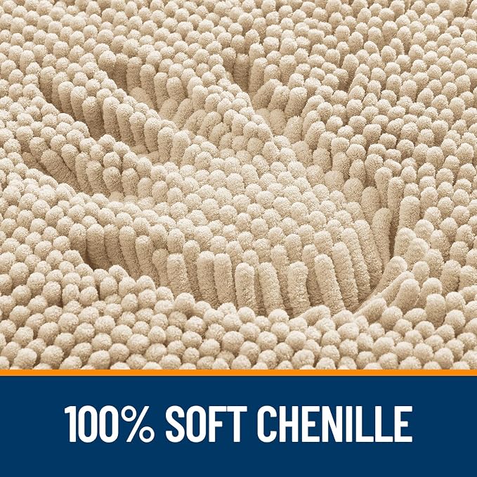 OLANLY Large Bathroom Rugs 47x32, Extra Soft Absorbent Chenille Bath Rugs, Rubber Backing Quick Dry, Machine Washable Bath Mats for Bathroom Floor, Tub and Shower, Home Decor Accessories, Beige