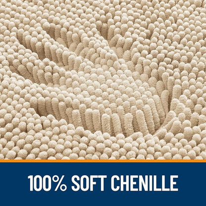 OLANLY Large Bathroom Rugs 47x32, Extra Soft Absorbent Chenille Bath Rugs, Rubber Backing Quick Dry, Machine Washable Bath Mats for Bathroom Floor, Tub and Shower, Home Decor Accessories, Beige
