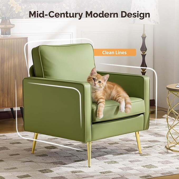 VINGLI Modern PU Leather Accent Chair, Single Sofa Chair