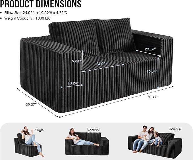 Modular Sectional Sofa 2 Seater Loveseat Modular Couch