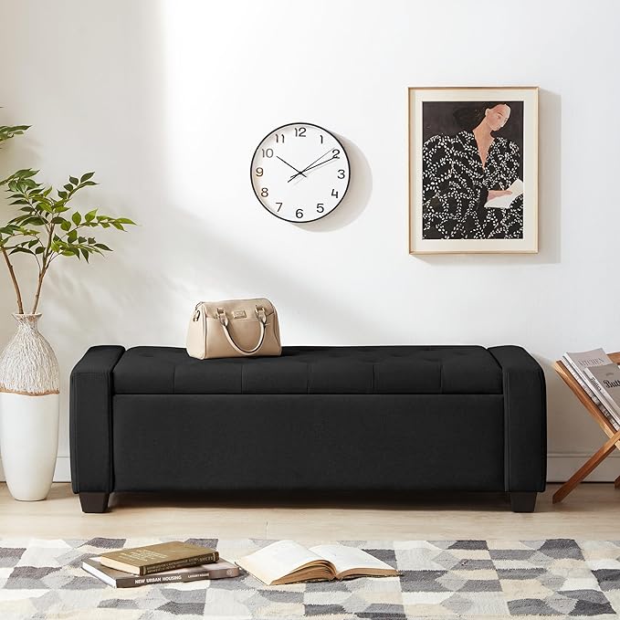 Huatean Home 48" Ottoman with Storage, Upholstered Entryway Bench with Seating