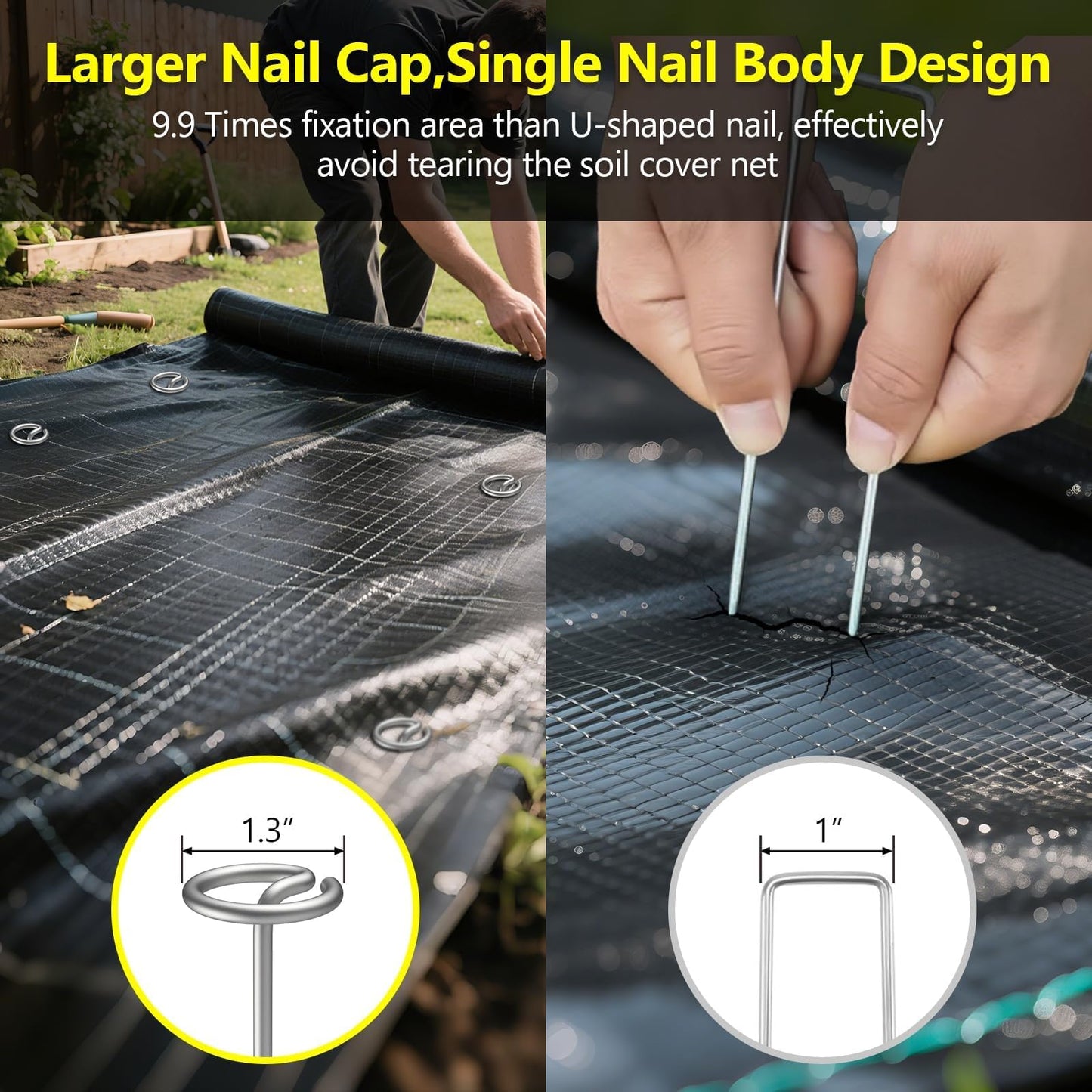 40 Pcs Landscape Fabric Stakes, Thickened 8 Gauge Circle Top Garden Stakes, Not Easy to Bend 6 inch Galvanized Landscape Staples for Plant Support, More Holding Power Than U-Shaped Landscape Pins
