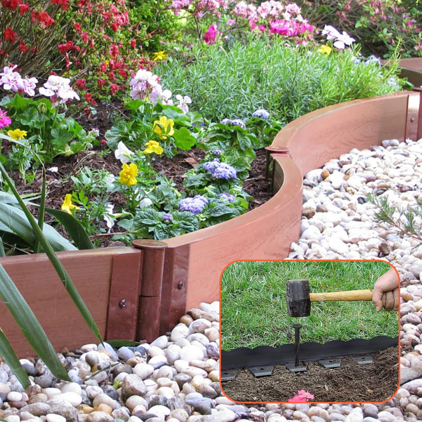 NEUERMOND 200 Count Plastic Landscape Edging Anchoring Stakes 8-Inch Garden Lawn Yard Landscaping Spikes for Paver Edging, Weed Barrier, Tent, Artificial Turf & More