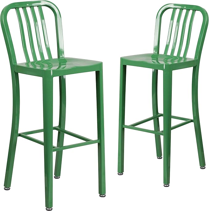 Flash Furniture Gael Commercial Grade 2 Pack 30" High Green Metal