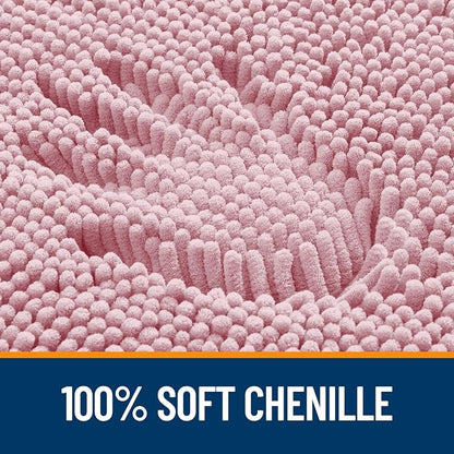 OLANLY Bathroom Rugs 30x20, Extra Soft Absorbent Chenille Bath Rugs, Rubber Backing Quick Dry, Machine Washable Bath Mats for Bathroom Floor, Tub and Shower, Home Decor Accessories, Dusty Rose