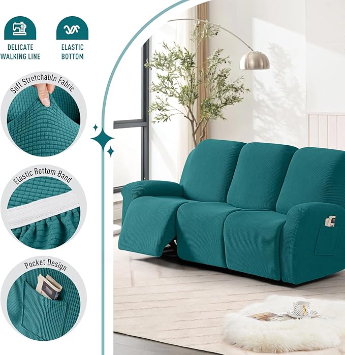 TAOCOCO Recliner Sofa Covers 8-Pieces Stretch Large Couch Covers