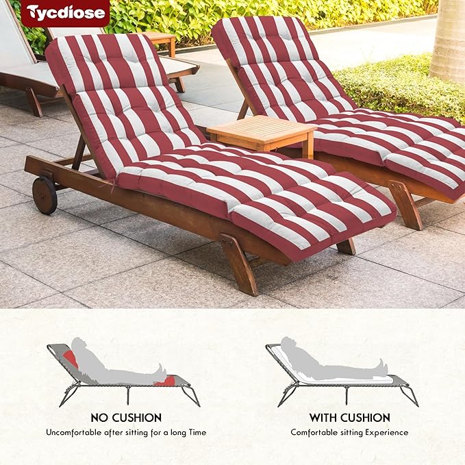 Outdoor Chaise Lounge Chair Cushion Waterproof 74.4 x 22 x 4.7 Inches Memory